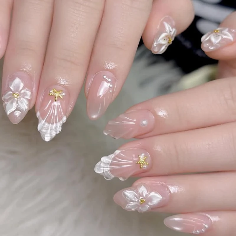 Künstlerische 3D Blumen Nagel Kunst Extensions Karnz