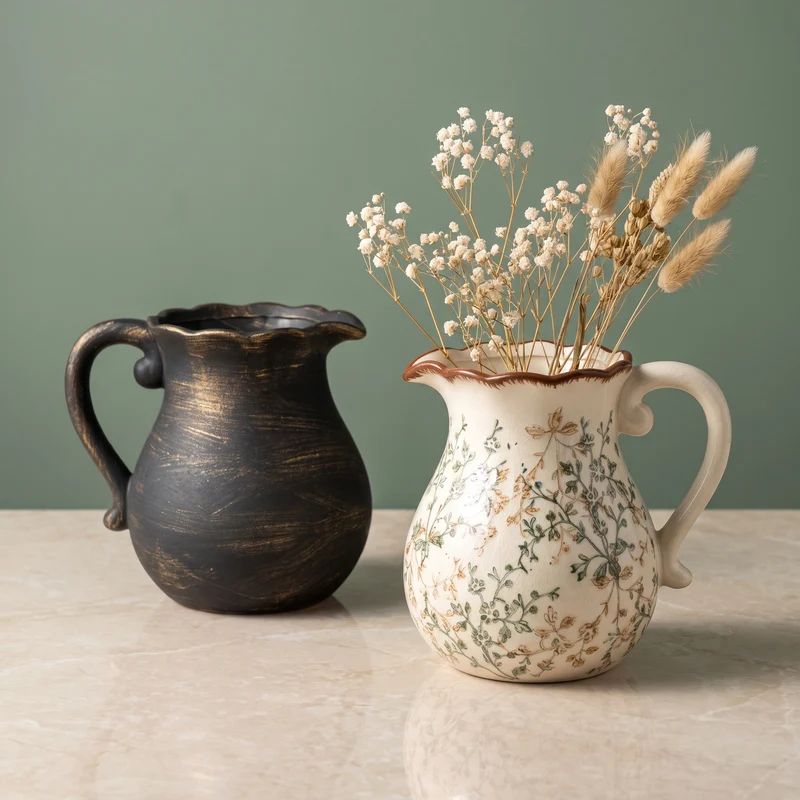 Eleganter Keramikkrug mit floralen Mustern Karnz