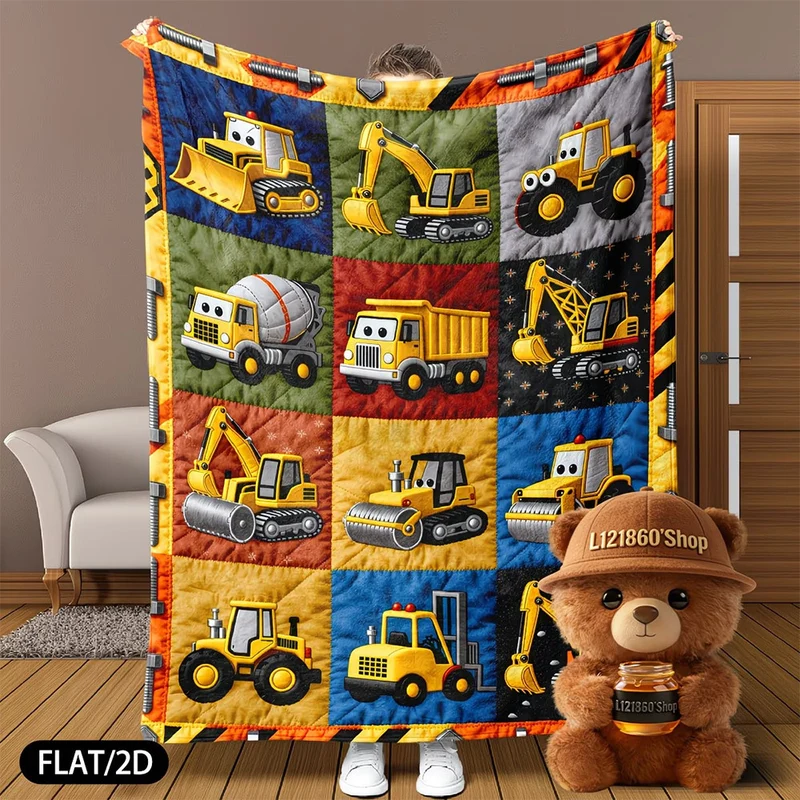 Baustellen-Themen Fleece-Wurfdecke