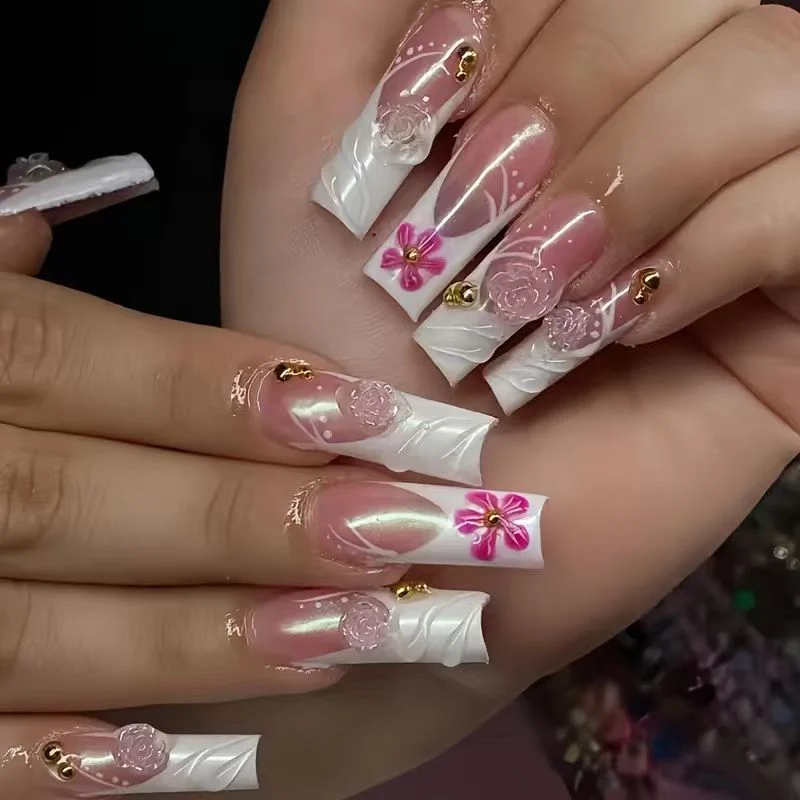 Premium Floral Acryl-Nagelverlängerungen Karnz