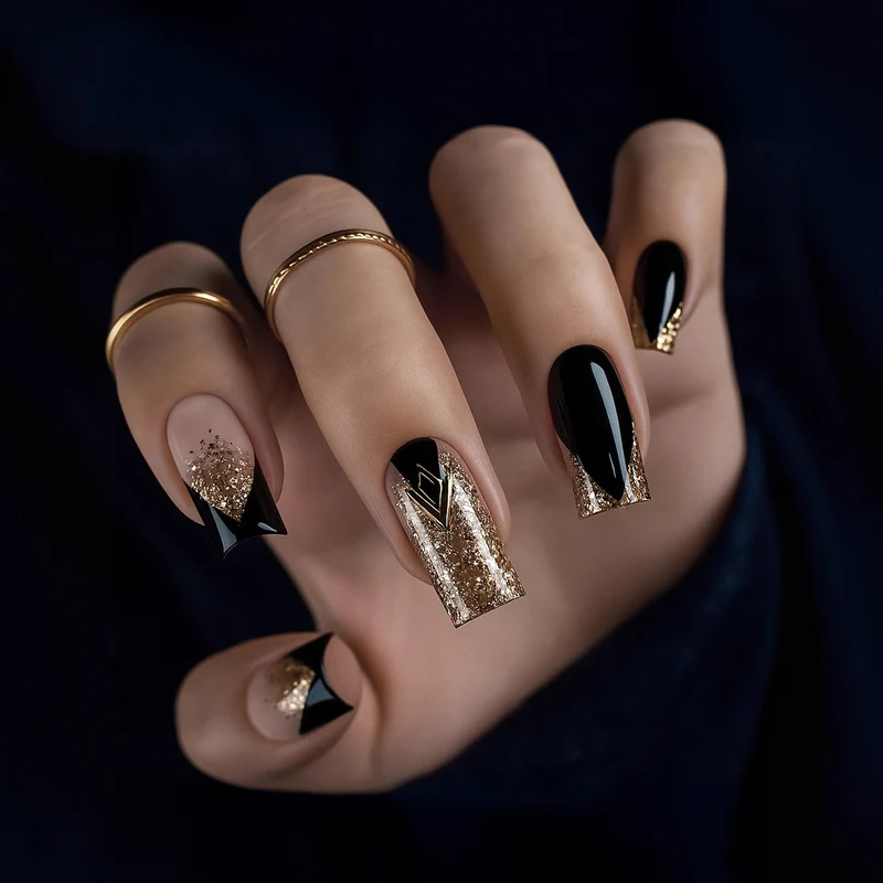 Glamoröse schimmernde Nagelkunstverlängerungen Karnz