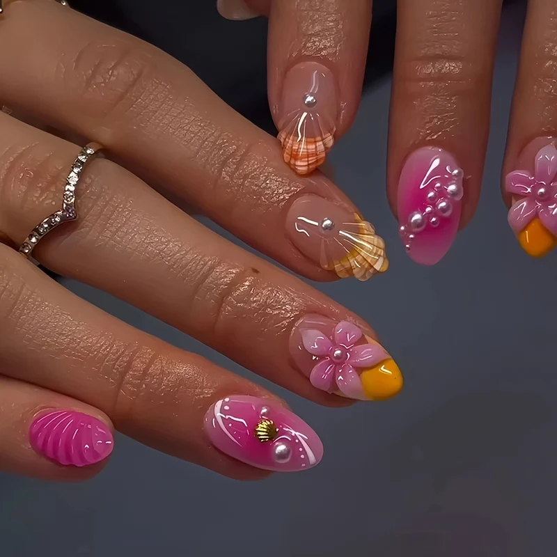 Künstlerische 3D Blumen Nagelkunst Karnz