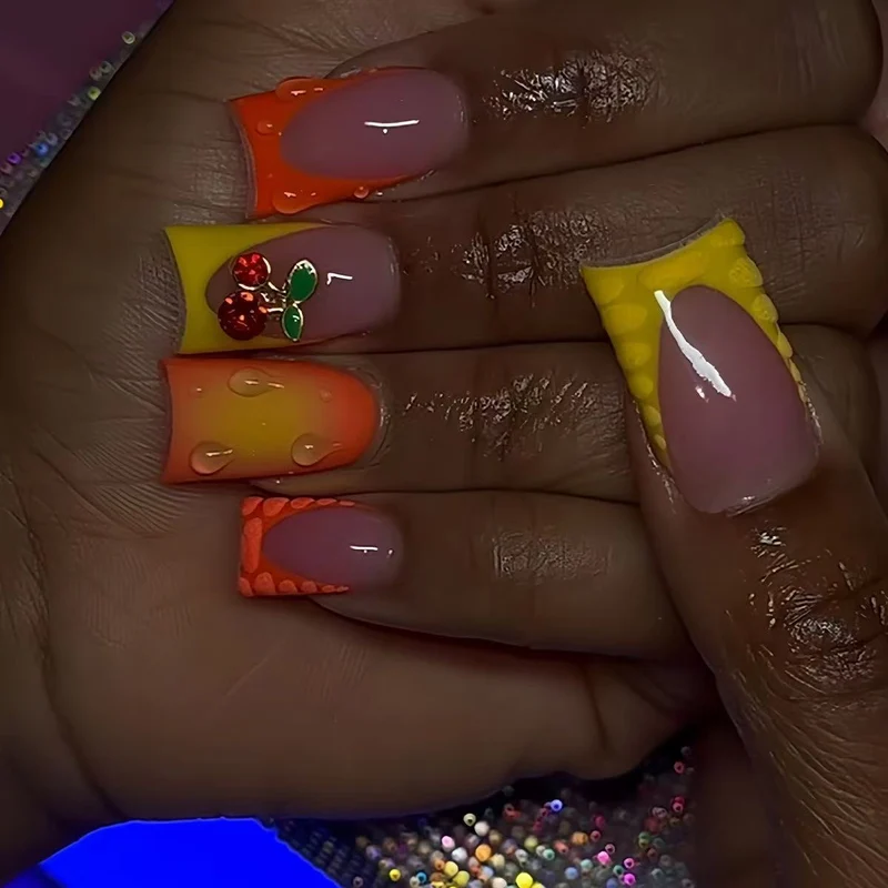 Kreative kirschmotiv Press-On Nagelkunst Karnz