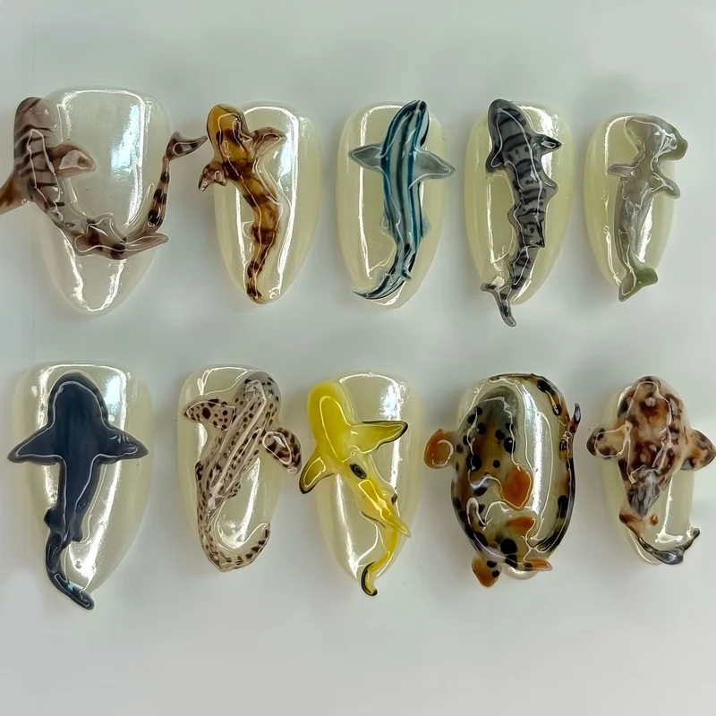 Künstlerisch von Haien inspirierten Nagelkunst Karnz