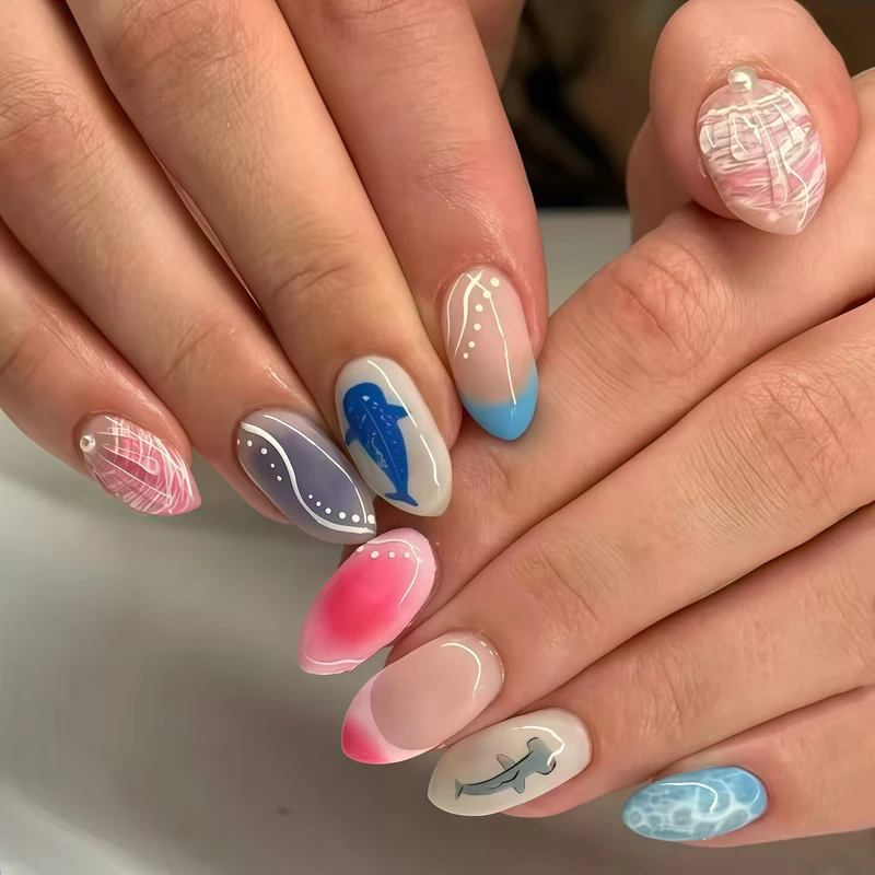 Künstlerische Meeresthemen-Nagelkunst Karnz