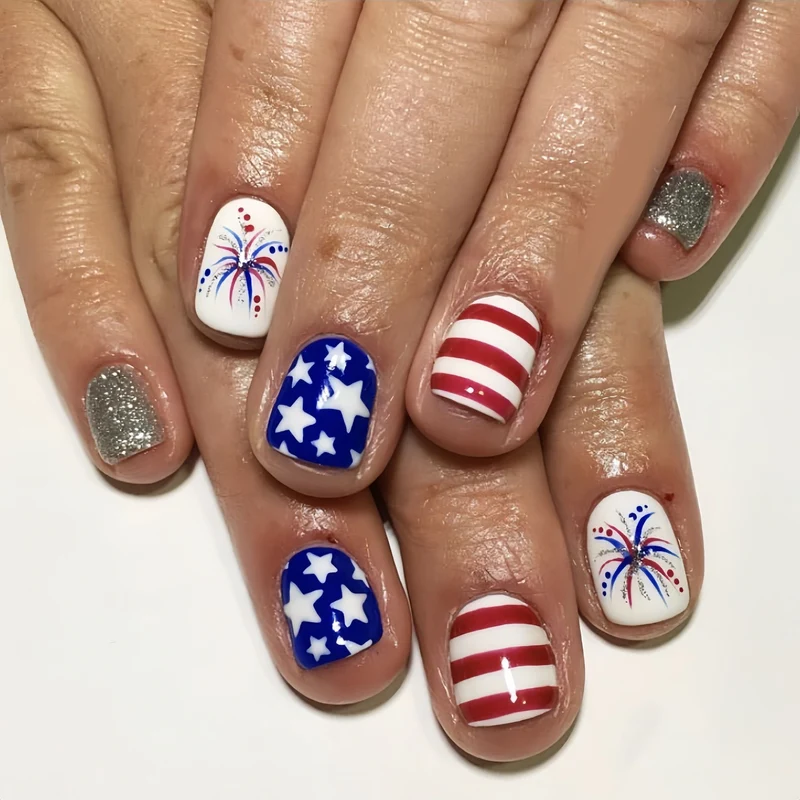 Festliches Feuerwerk und Stern Nagelkunst Set Karnz