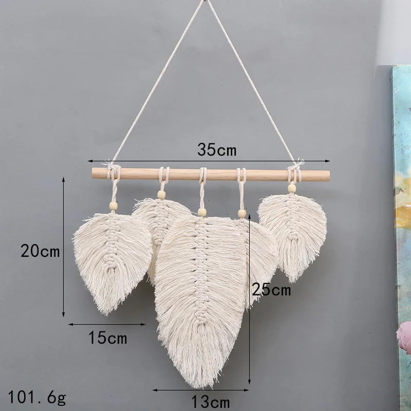Künstlerischer Makramee-Blatt Wandbehang Karnz