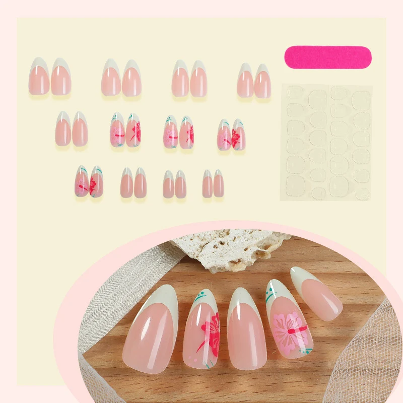 Kunstnagelset mit stilvollen Blumenspitzen Karnz