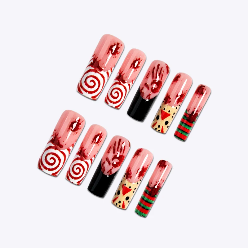 Kreatives Kunstnagelset mit gruseligen Halloween-Motiv Karnz