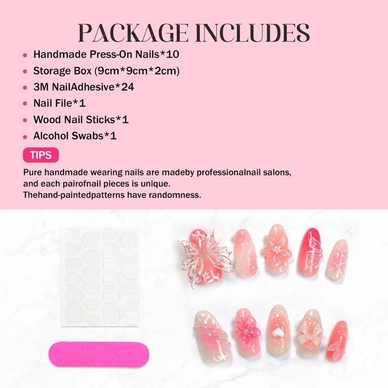 Kreatives Druck-Nagelset mit floralen Designs und dekorativen Akzenten Karnz