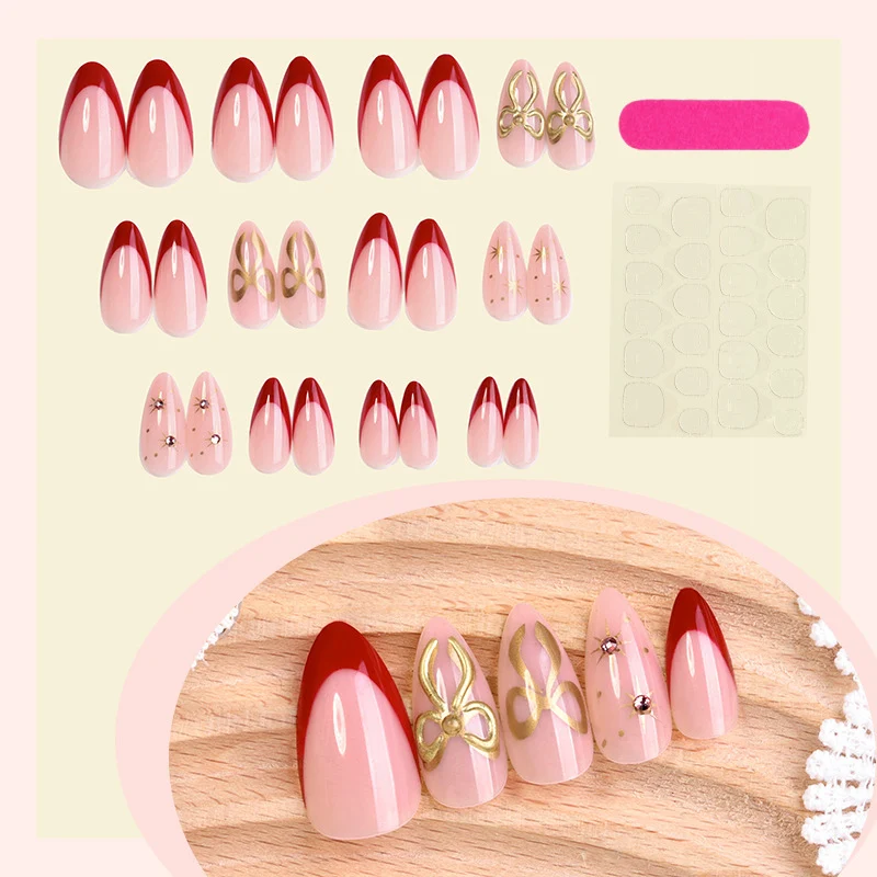 Designer Kunstnagelset mit elegantem Spitzen-Design Karnz