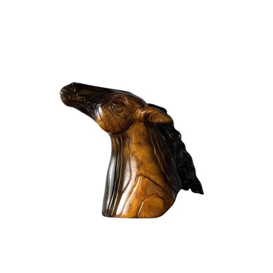 Elegante Holzpferdekopf Skulptur