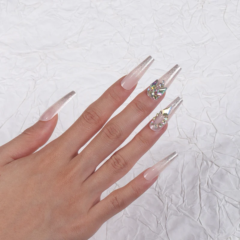 Rhinestone-verzierte Stiletto Press-On Nägel Karnz