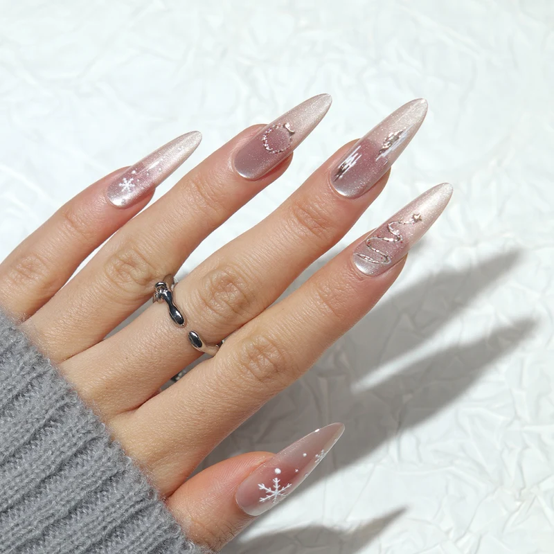 Premium Stiletto Press-On Nägel mit elegantem gefrostetem Design Karnz