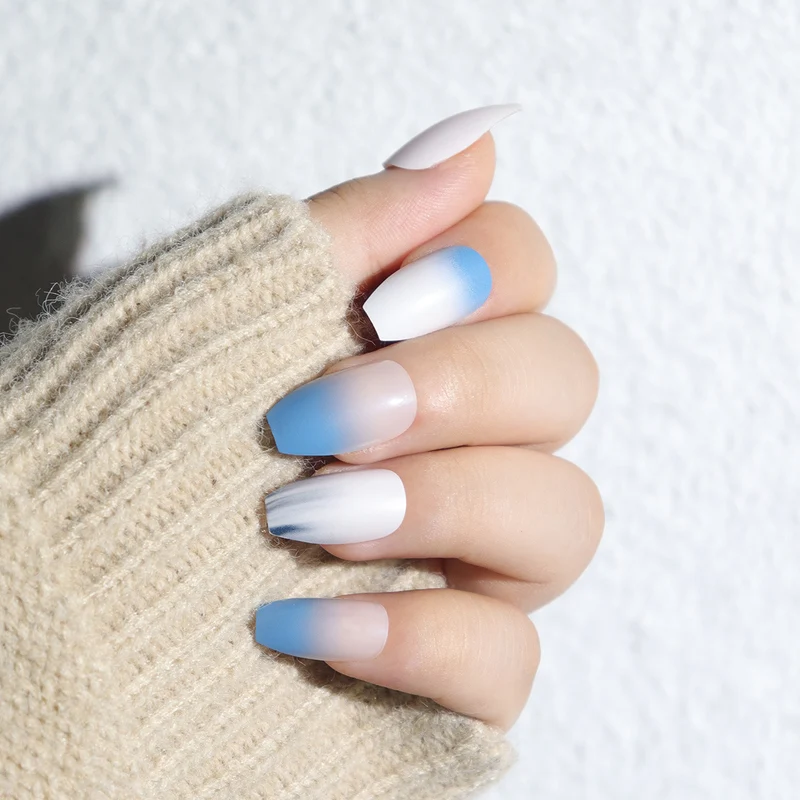 Ombre Matte Lange Press-On Nägel Karnz