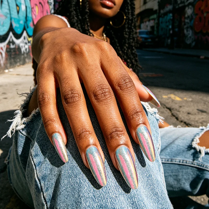 Glamouröse Stiletto Press-On Nägel mit schillerndem Finish Karnz