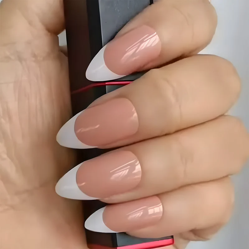 Französische Spitze Stiletto Press-On Nägel Karnz