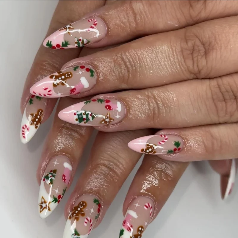 Festliche Lebkuchen-Themen Stiletto Nagelkunst Karnz