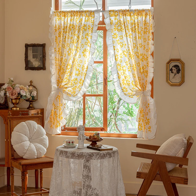 Floral Print Transparente Fenstervorhänge