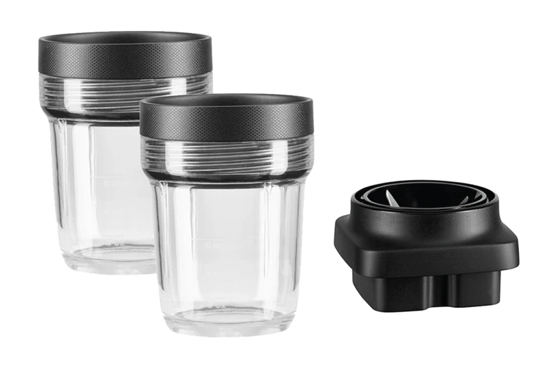 KitchenAid 2x BPA-freier kleiner Behälter (200 ml) mit luftdichtem Deckel und Messereinheit für ARTISAN K400 Standmixer