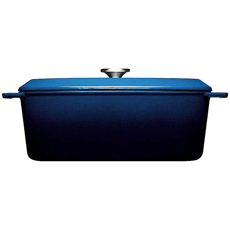 WOLL Iron Bräter 34x26cm Gusseisen mit Silikongriffschutz 7,5l Cobalt Blue