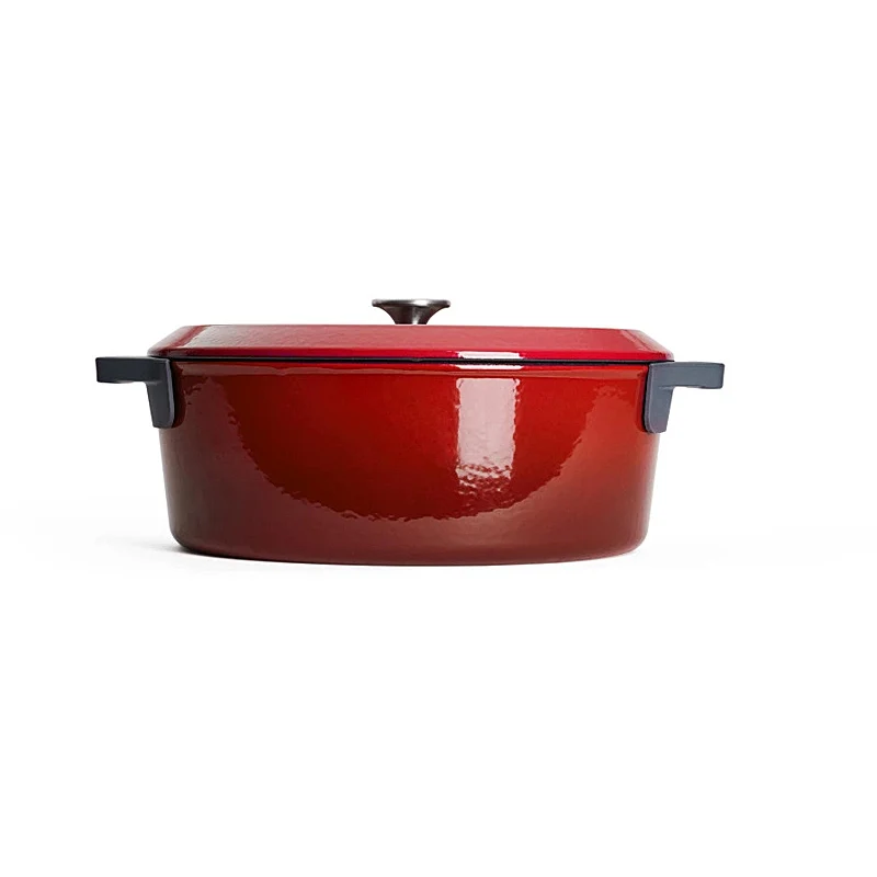 WOLL Iron Bräter 34x26cm Gusseisen mit Silikongriffschutz 7,5l Chili Red