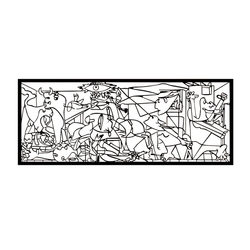 Durchbrochenes Gemälde, 3D Wanddekoration, 3D Gemälde "Guernica von Pablo Picasso" 150x60cm Schwarz