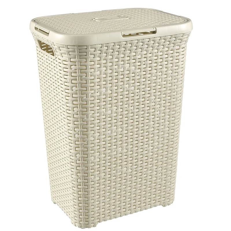 Curver Wäschekorb, durchbrochenes Design, 60L, creme, Natural Style