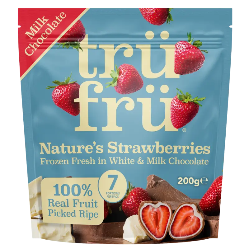 Trü Frü Aarbei wit en melk chocolade