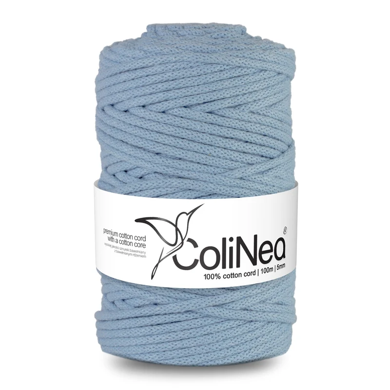 ColiNea, Baumwollkordel mit Baumwollkern, geflochten, 5mm, 100m, blau