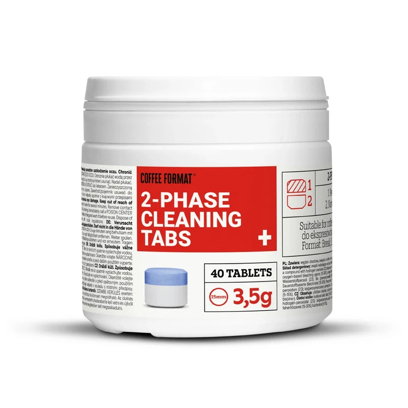 Reinigungstabletten für Kaffeemaschinen, 2-Phase Cleaning TABS+ 40 x 3,5 g Coffee Format