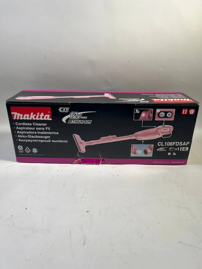 Makita CL 108 FDZP Akku Staubsauger 12 V max. 0,6 L pink Solo - ohne Akku, ohne Ladegerät - OVP Beschädigt