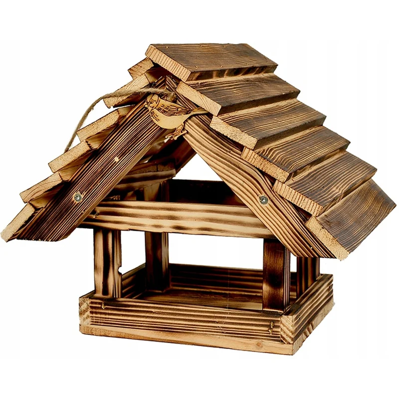 Hellbraunes Vogelfutterhaus für den Garten XXL 30x25 cm aus Holz