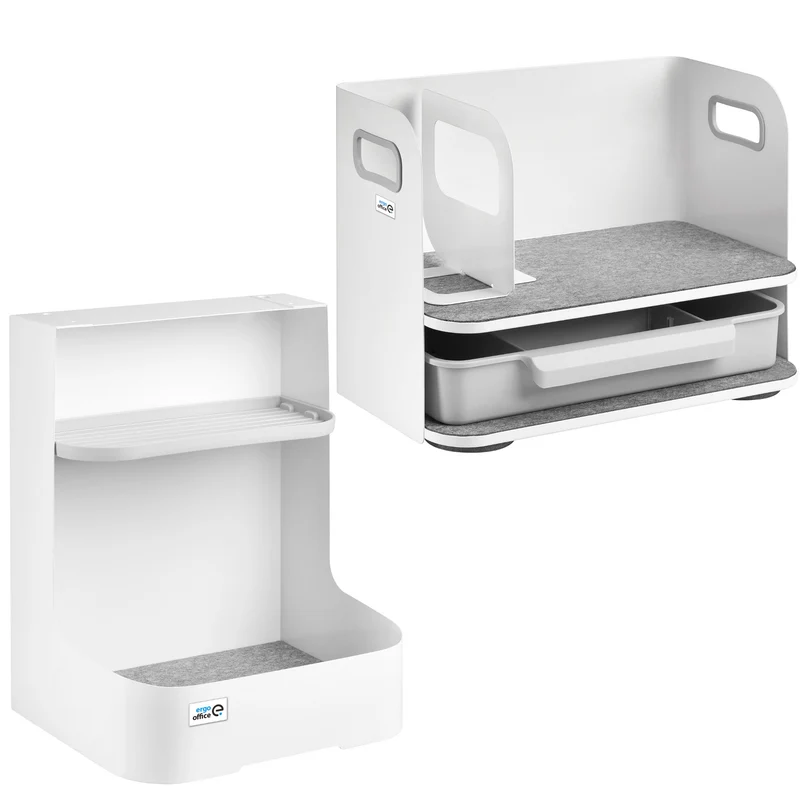 Schreibtisch-Organizer mit Schublade Ergo Office, weiß, max. 10kg, ER-440 + Untertisch-Organizer ER-442